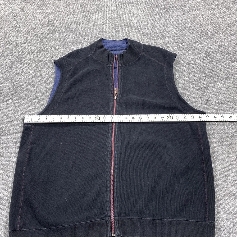 Tommy Bahama Sweater Vest Mens XL Blue Reversible Full Zip Mock Neck Casual